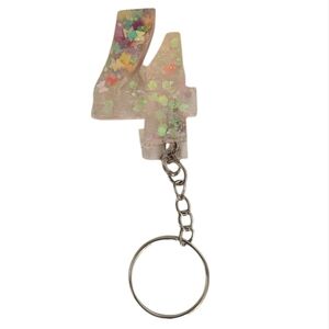 Fortune 4 Resin Number Birthday Date Keychain Sparkly Glitter Key Chain Bag